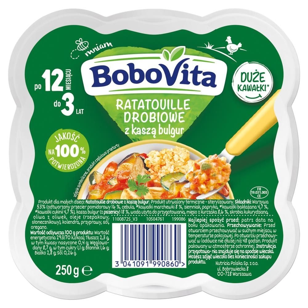 BoboVita Ratatouille drobiowe z kaszą bulgur po 12 miesiącu 250 g