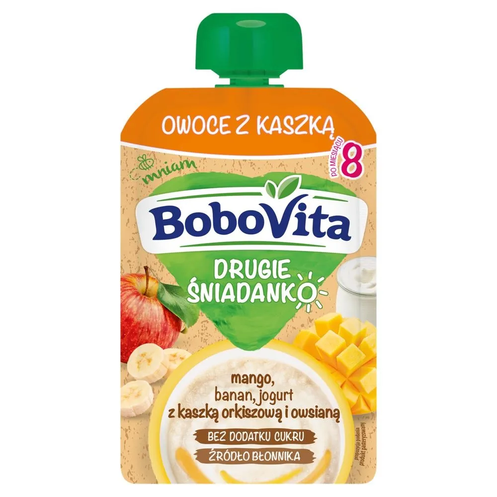 BoboVita Drugie Śniadanko Owoce z kaszką mango banan jogurt po 8 miesiącu 100 g