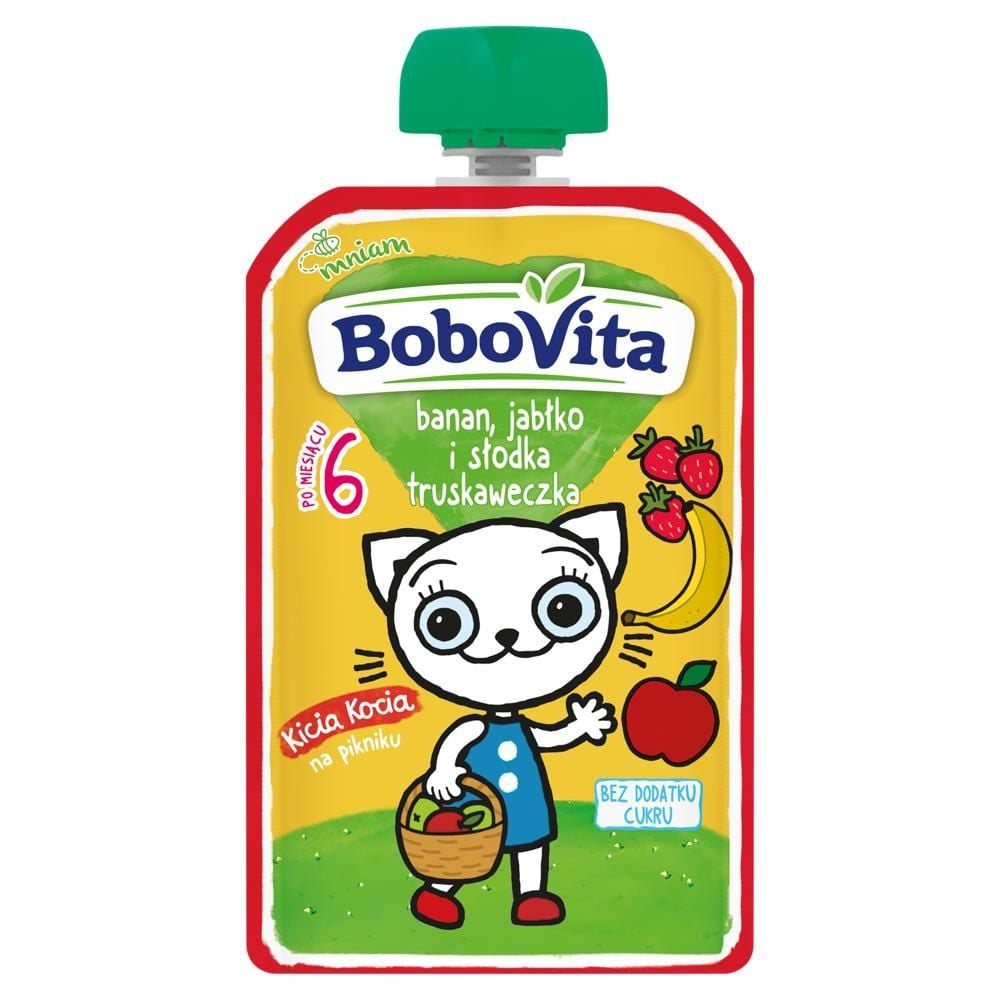 BoboVita Kicia Kocia banan jabłko i słodka truskaweczka po 6 miesiącu 100 g