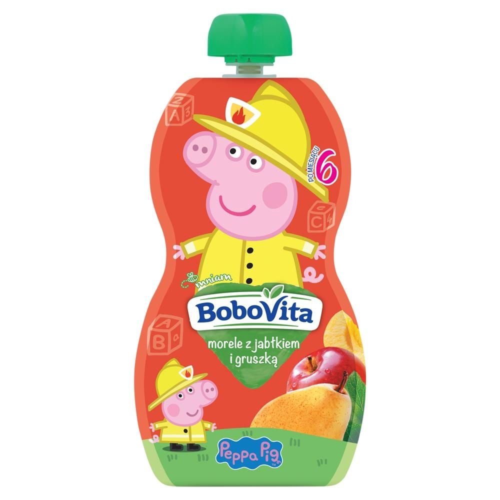 BoboVita Świnka Peppa Mus morele z jabłkiem i gruszką po 6 miesiącu 100 g