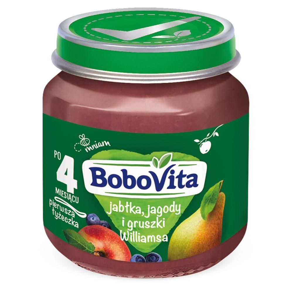 BoboVita Jabłka jagody i gruszki Williamsa po 4 miesiącu 125 g