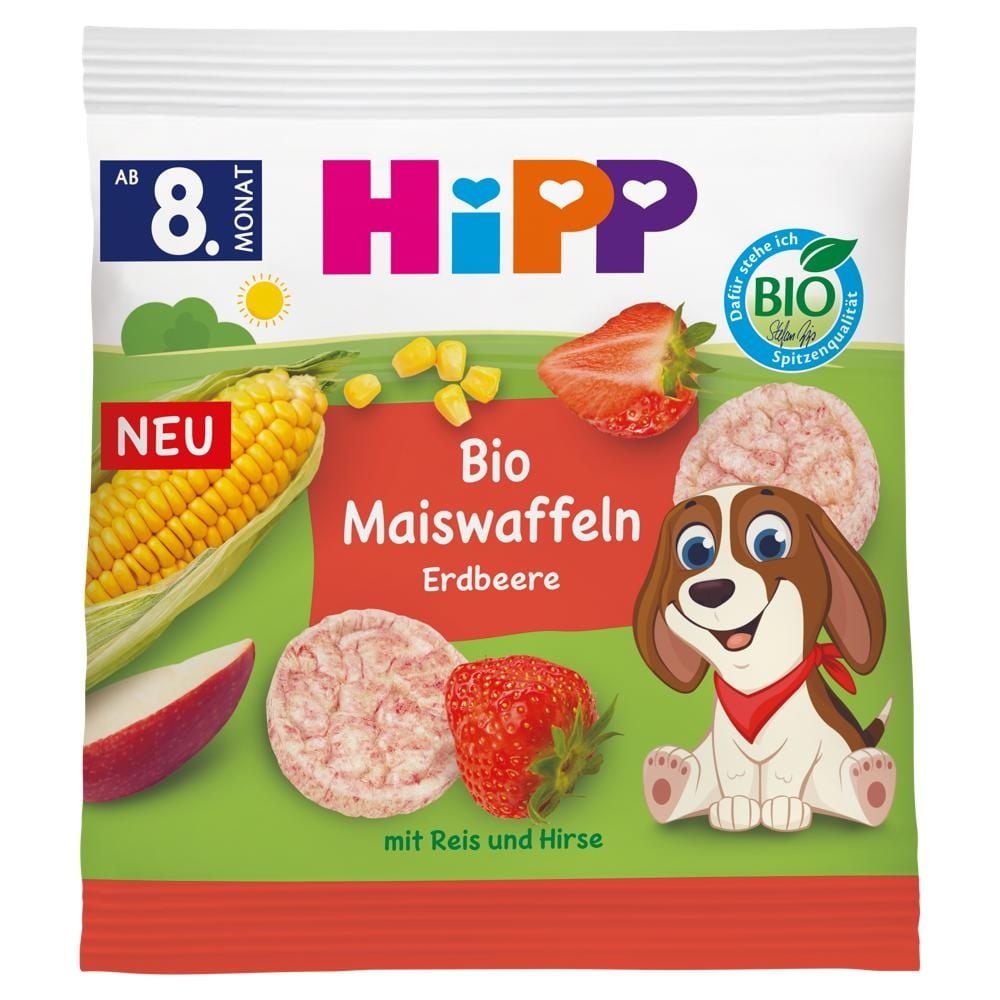 HiPP BIO Wafelki kukurydziane truskawkowe od 8. m-ca 23 g