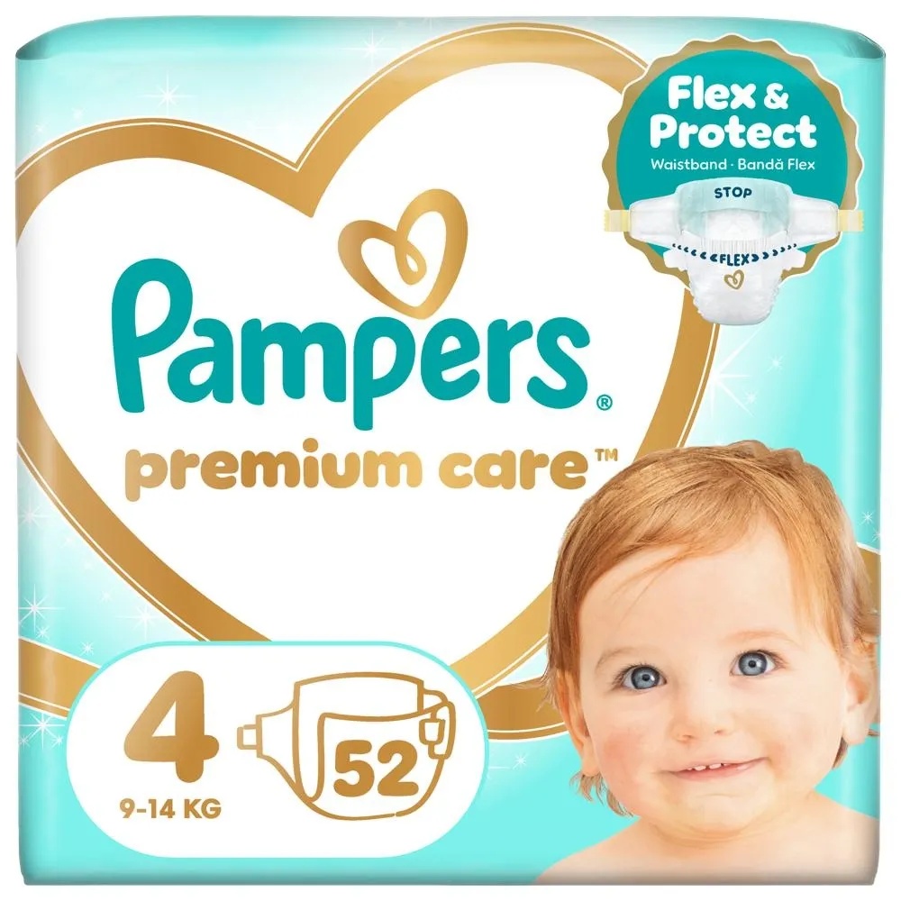 Pampers Premium Care Rozmiar 4, 52 Pieluszek, 9kg-14kg