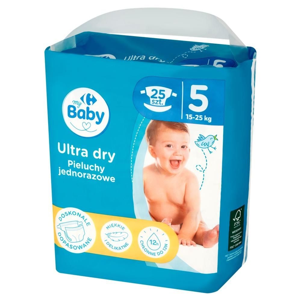 Carrefour my Baby Ultra Dry Pieluchy jednorazowe 5 15-25 kg 25 sztuk