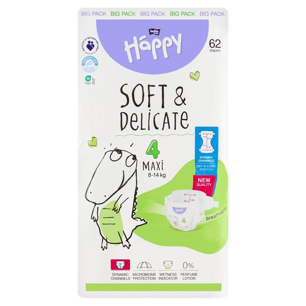 Bella Baby Happy Pieluszki jednorazowe 4 maxi 8-14 kg 62 sztuki