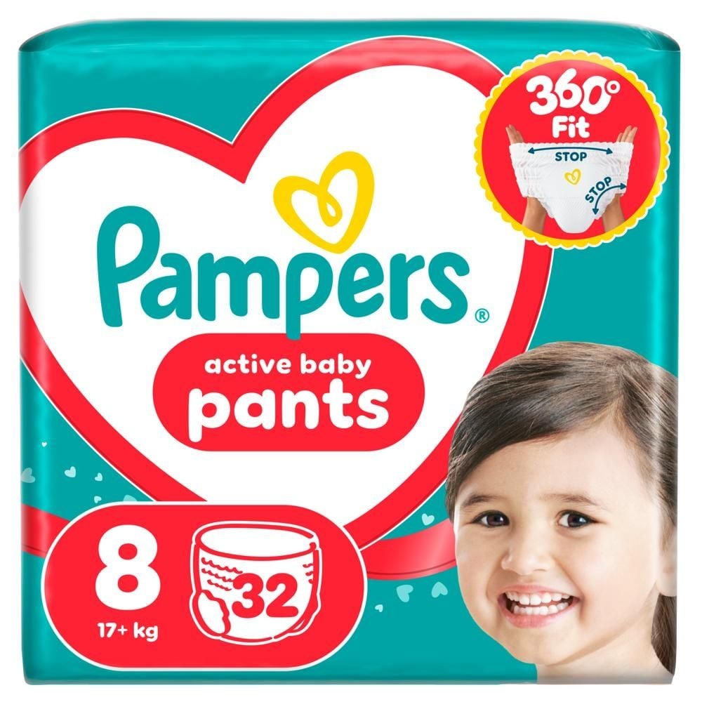 Pampers Active Baby Pieluchomajtki Rozmiar 8, 32 szt., 17kg+