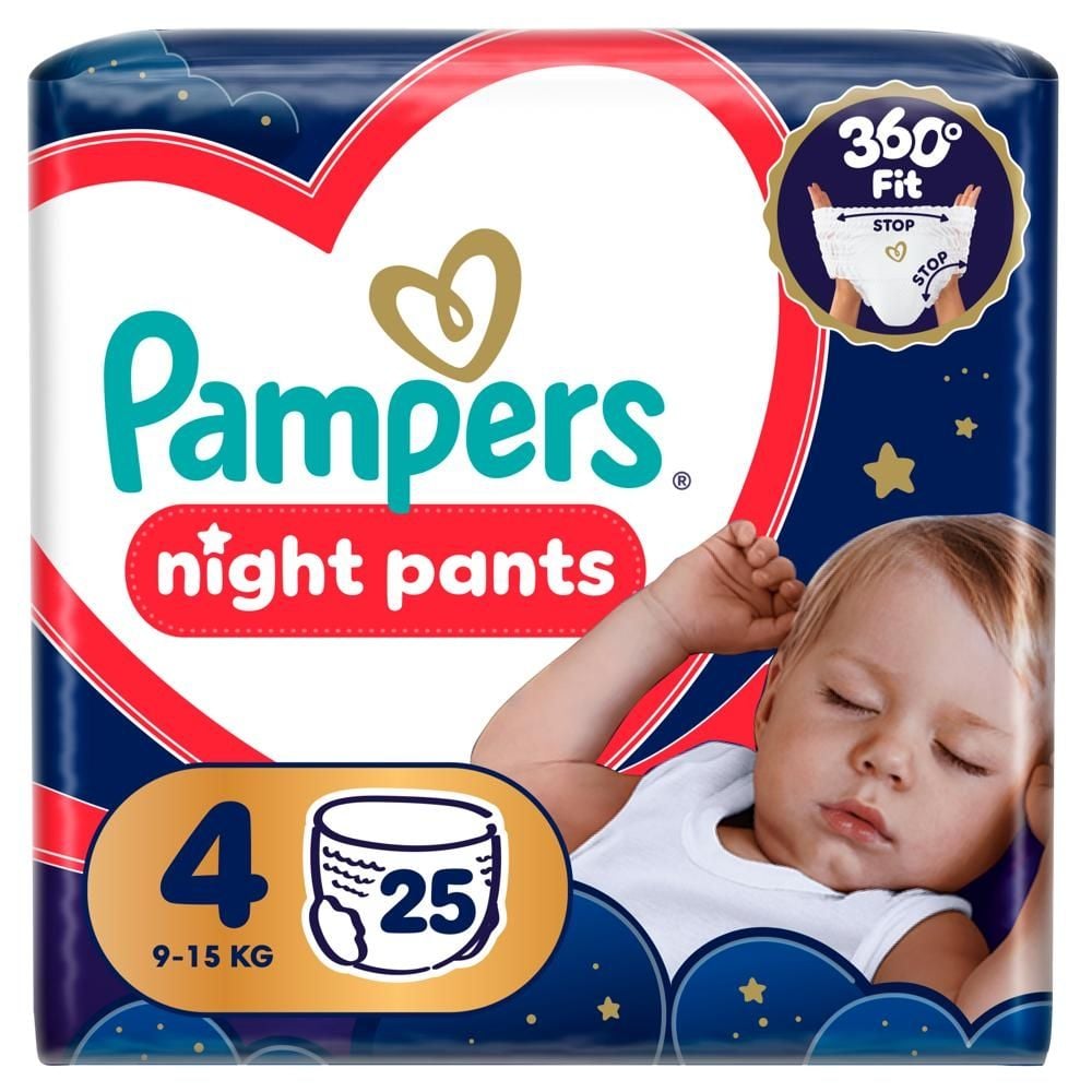 Pampers Night Pieluchomajtki Rozmiar 4, 25 szt., 9kg-15kg
