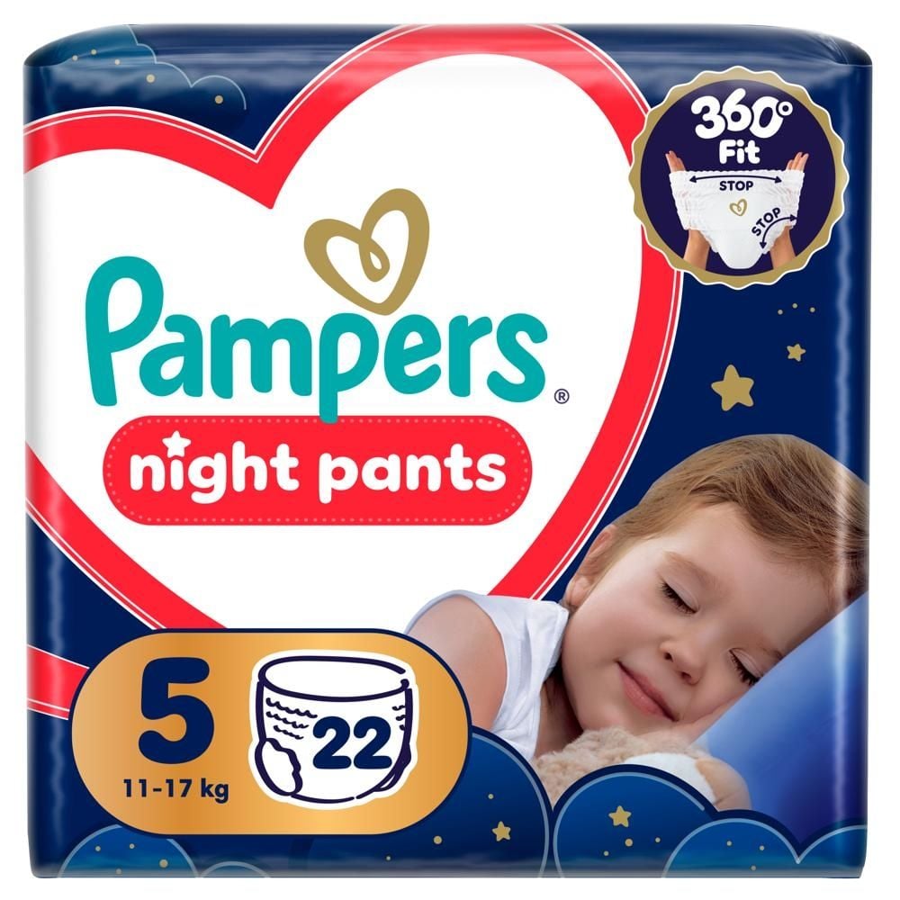 Pampers Night Pieluchomajtki Rozmiar 5, 22 szt., 11kg-17kg