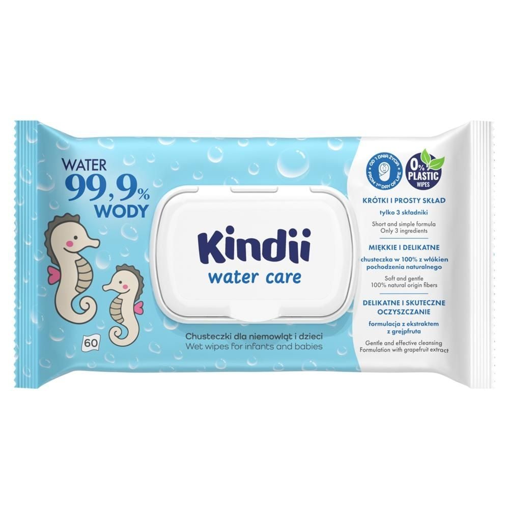 Kindii Water Care Chusteczki dla niemowląt i dzieci 60 sztuk