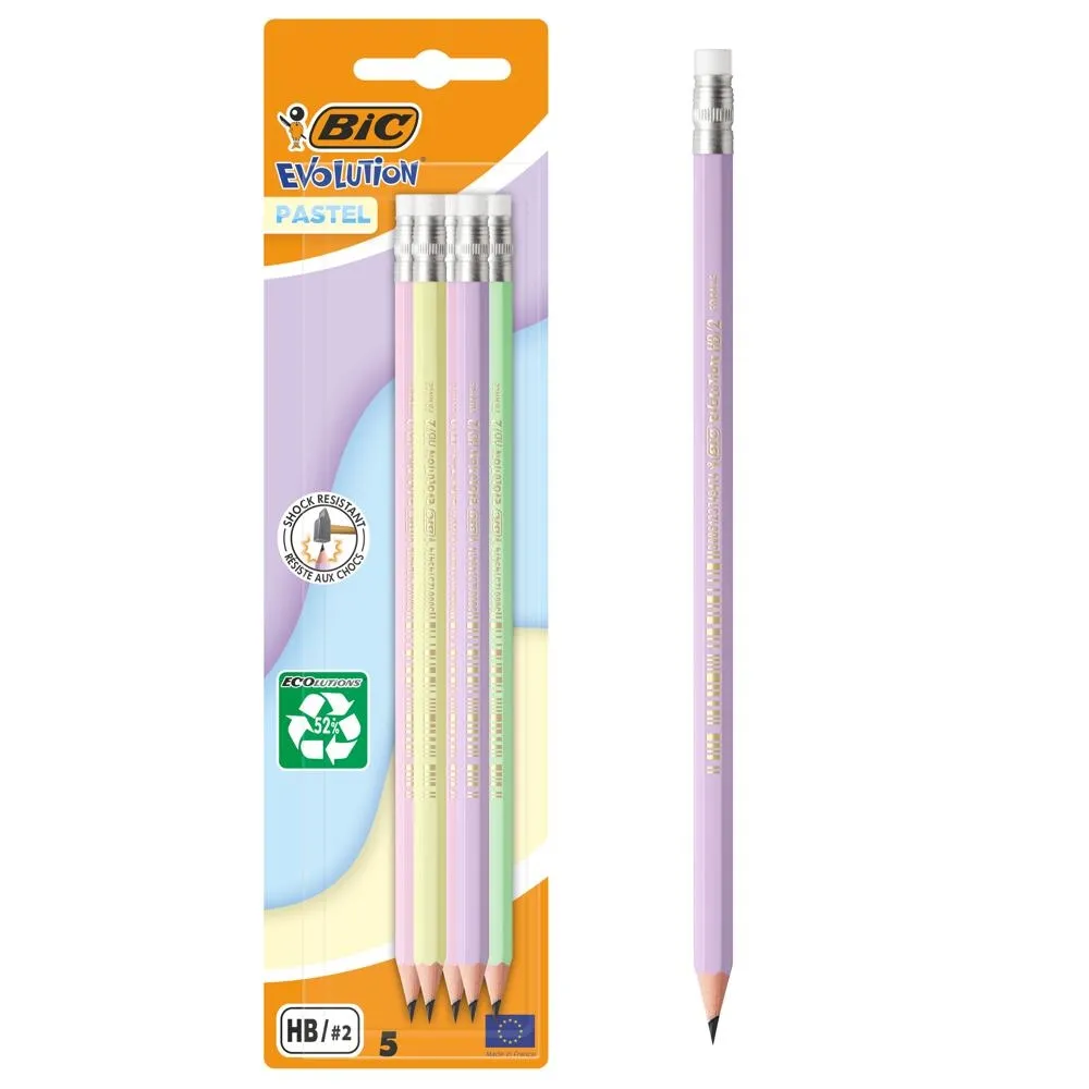 BIC Evolution Pastel Ołówek z gumką Blister 5 szt