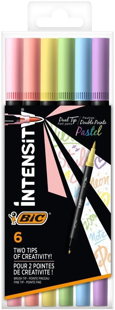 BIC Intensity Dual Tip Pastel Pisak dwustronny mix Etui 6szt