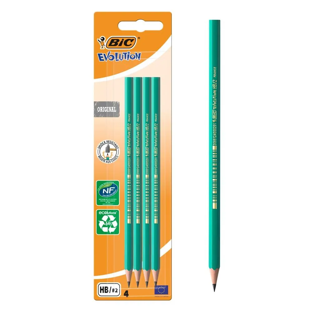 Ołówek bez gumki BIC Evolution Original 650 ECOlutions HB 4szt