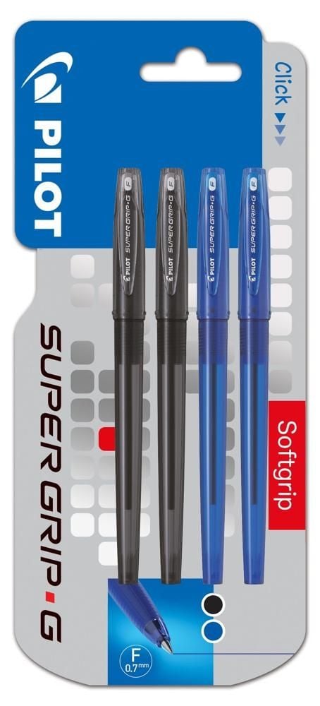 Długopis PILOT Super Grip G 2 szt niebieski + 2 szt czarny