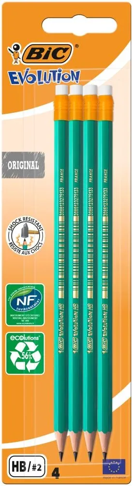 Ołówek z gumką BIC Evolution Original 655 ECOlutions HB 4szt