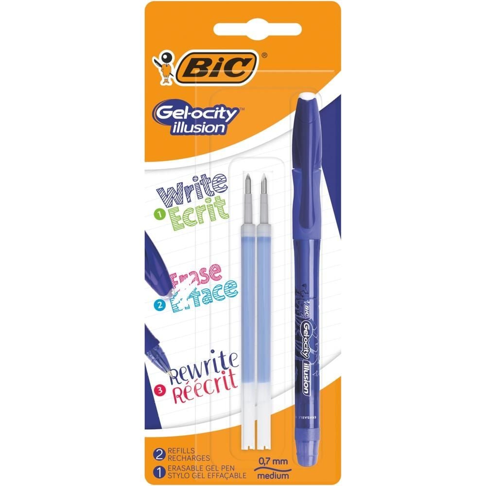 BIC Gel-ocity Illusion Długopis wymazywalny niebieski Blister 1+2szt