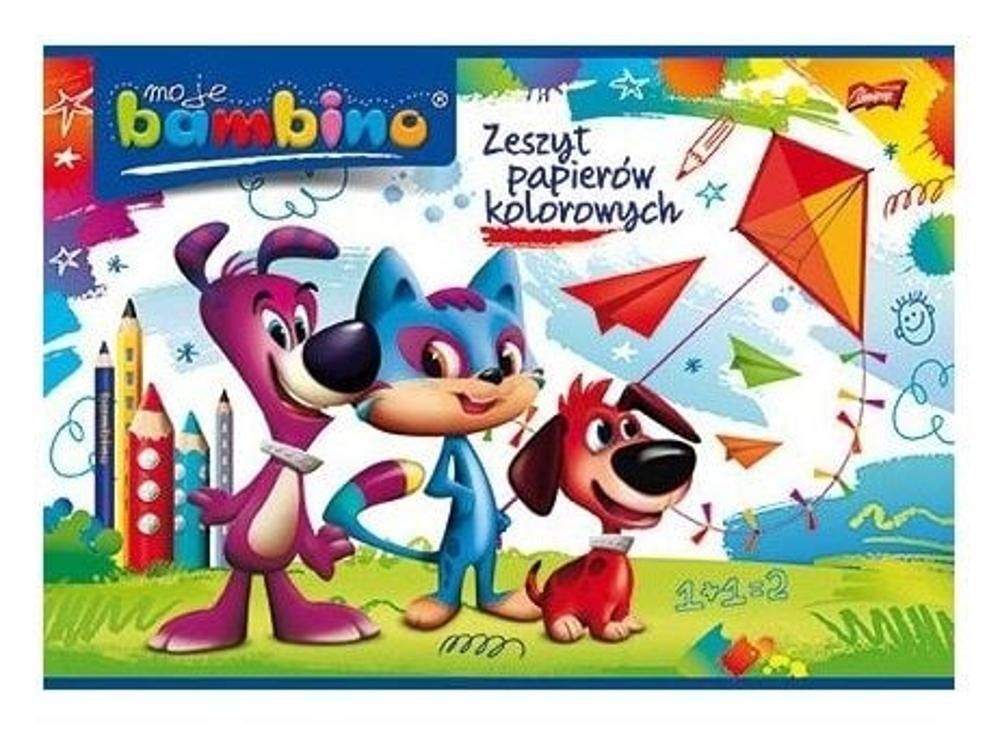 BAMBINO Zeszyt papierów kolorowych nabłyszczanych A4 (10 kartek)
