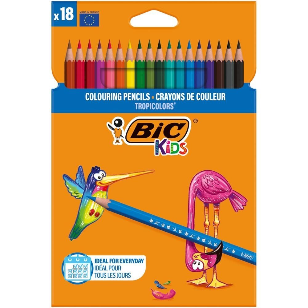 BIC Kids Tropicolors Kredki Ołówkowe Pudełko 18zt