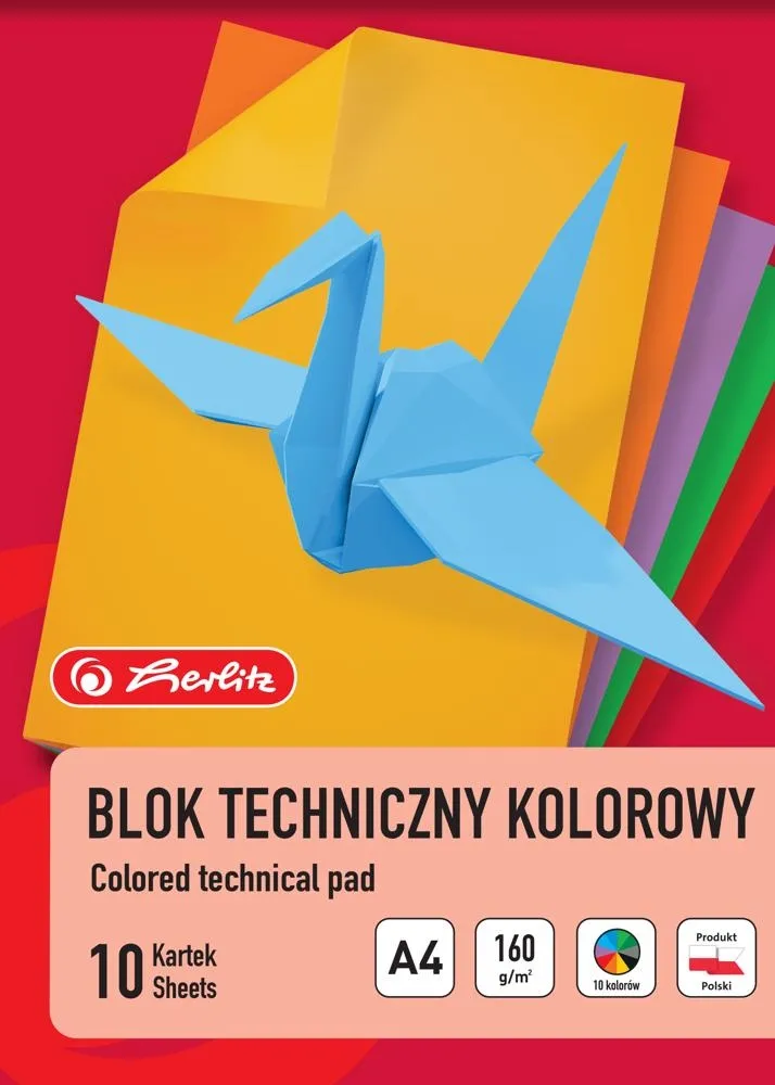 Blok techniczny Herlitz A4 10 kolorowych kartek