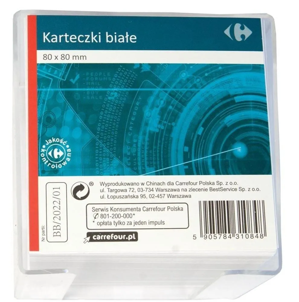 Carrefour Białe Karteczki w pojemniku 8 x 8 cm 376181