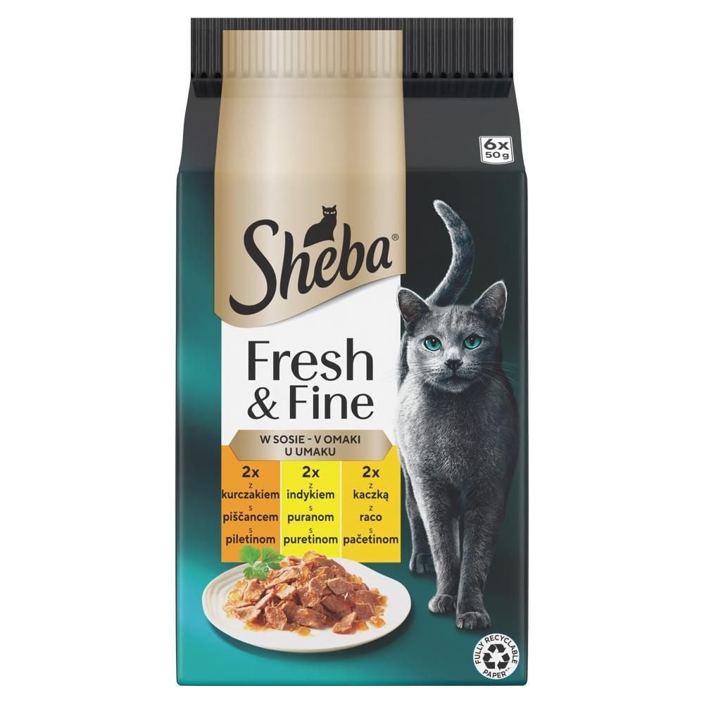 Sheba Fresh & Fine Mokra karma dla dorosłych kotów w sosie 300 g (6 x 50 g)