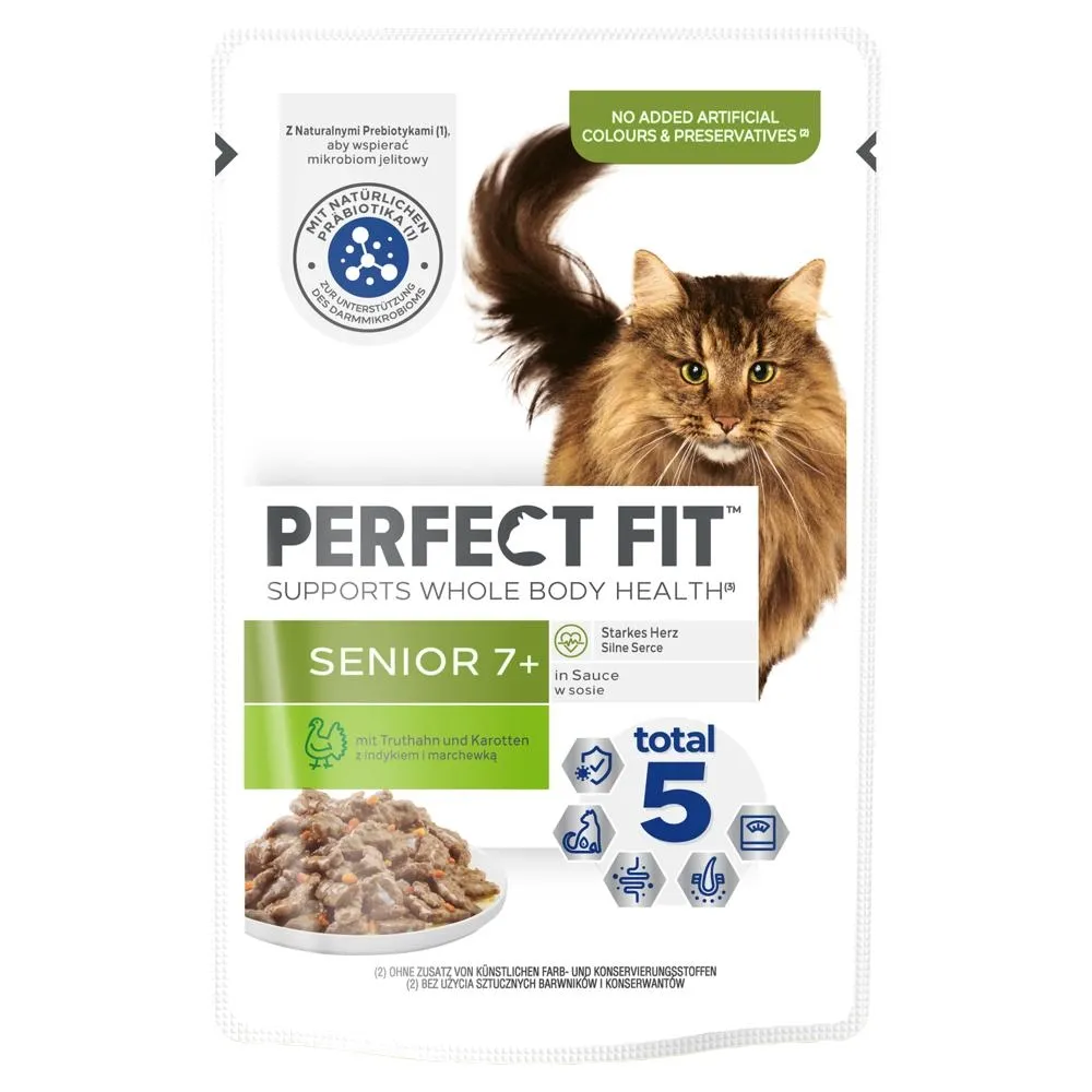 Perfect Fit Senior 7+ Mokra karma dla starszych kotów w sosie z indykiem i marchewką 85 g