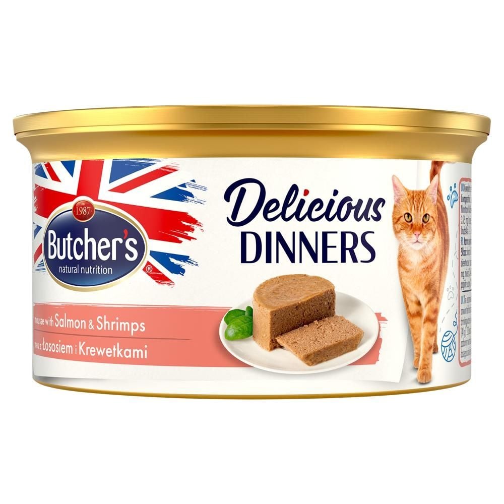 Butcher's Delicious Dinners Karma dla kotów mus z łososiem i krewetkami 85 g