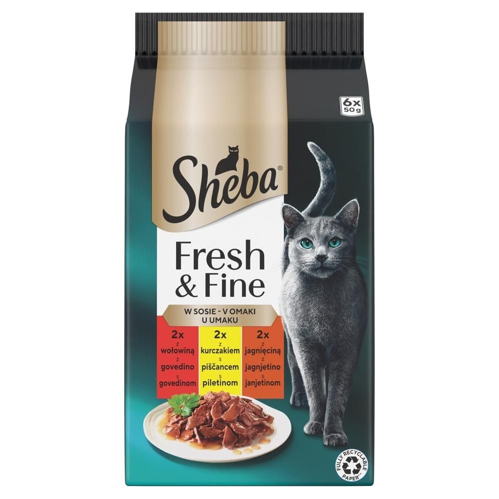 Sheba Fresh & Fine Mokra karma dla dorosłych kotów w sosie 300 g (6 x 50 g)