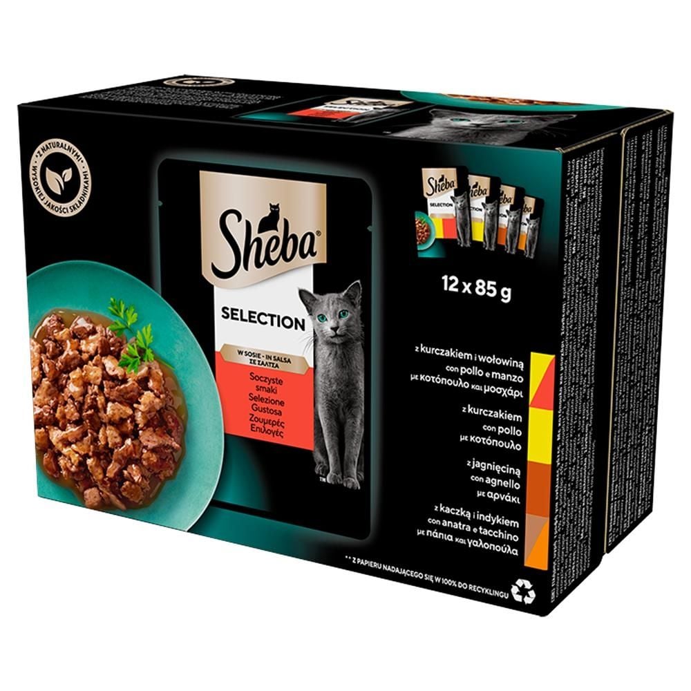 Sheba Selection Mokra karma dla dorosłych kotów w sosie soczyste smaki 1,02 kg (12 x 85 g)