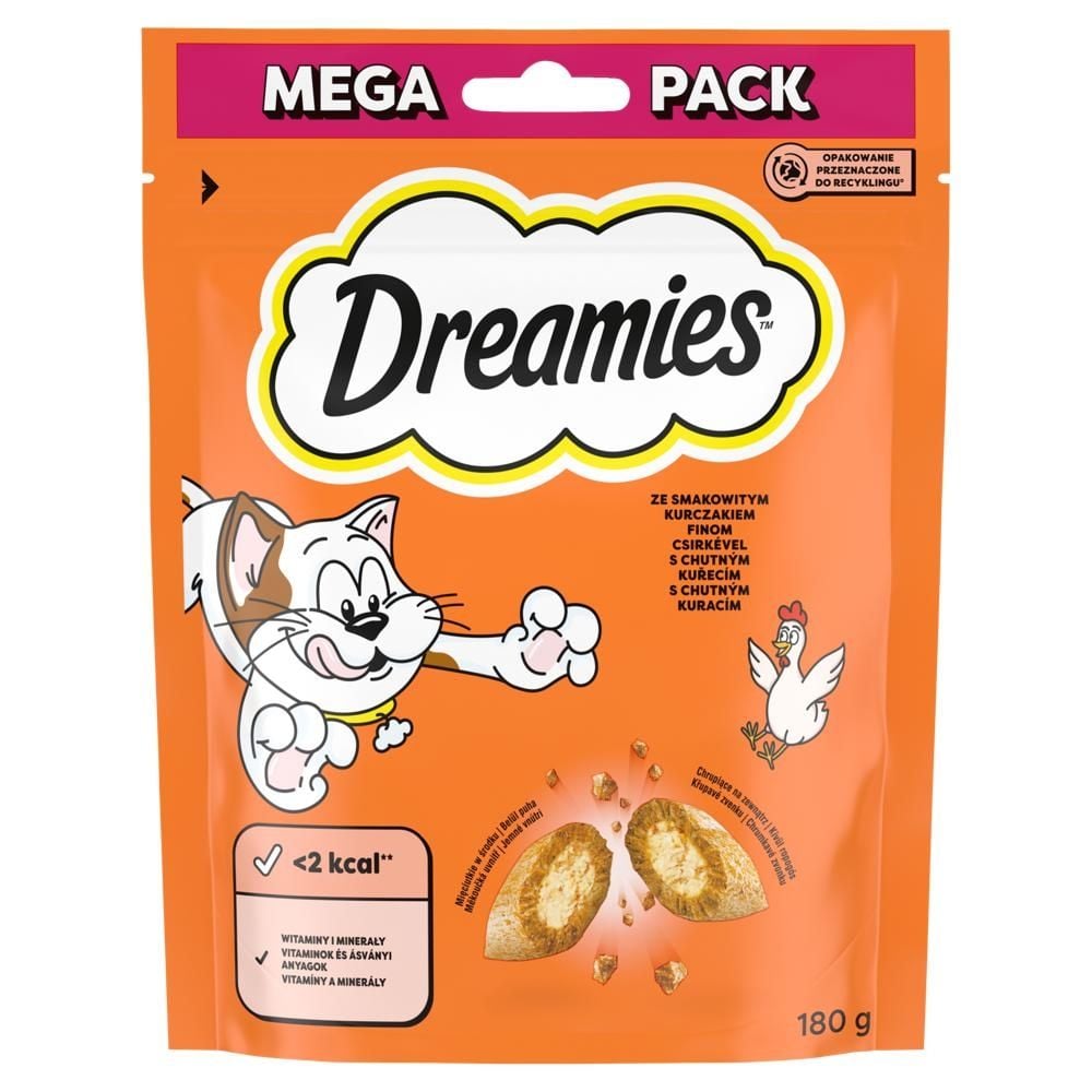Dreamies Karma uzupełniająca dla dorosłych kotów i kociąt ze smacznym kurczakiem 180 g
