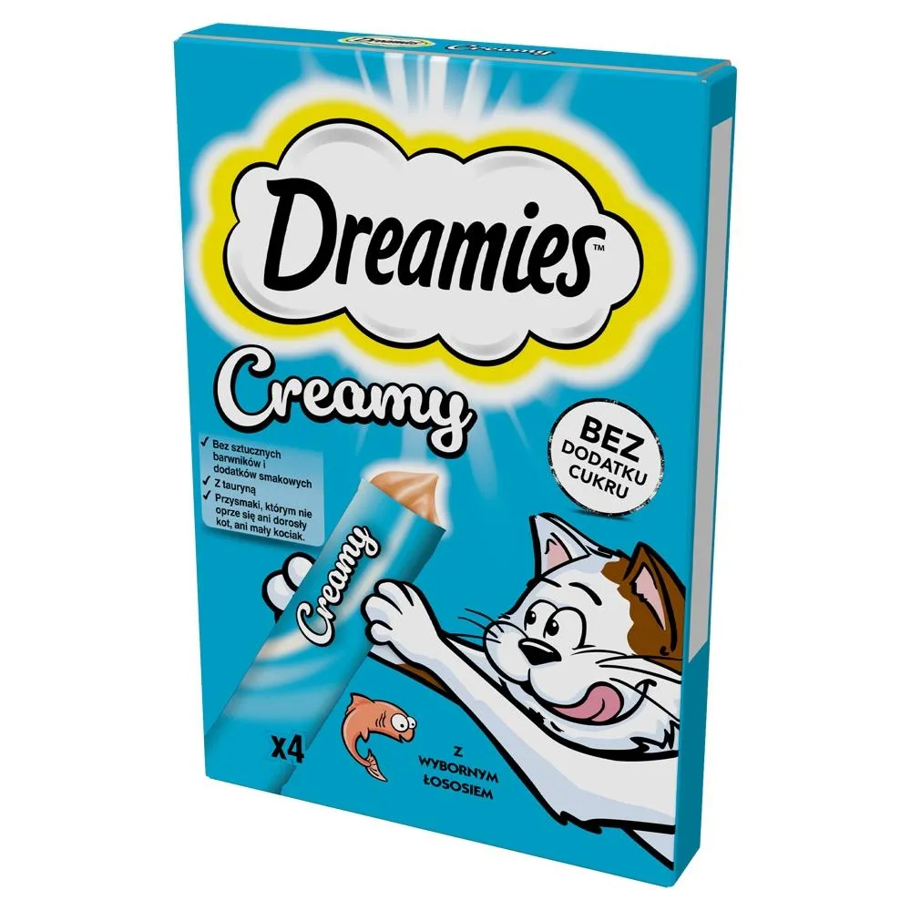 Dreamies Creamy Karma uzupełniająca dla kotów z wybornym łososiem 40 g (4 x 10 g)