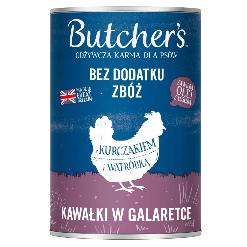 Butcher's Odżywcza karma dla psów kawałki w galaretce z kurczakiem i wątróbką 400 g