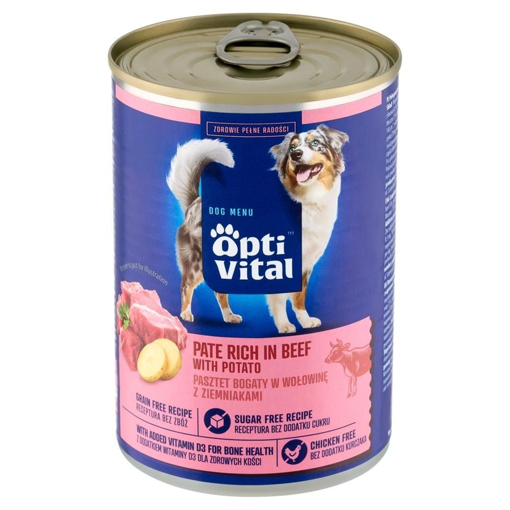 Optivital Dog Menu Pasztet dla dorosłych psów bogaty w wołowinę z ziemniakami 400 g