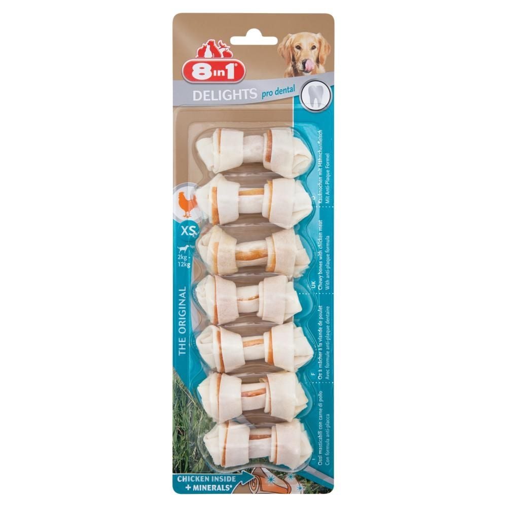8in1 Delights Pro Dental Chicken Bones XS Kości do żucia dla psów ras ozdobnych 7 x 12 g