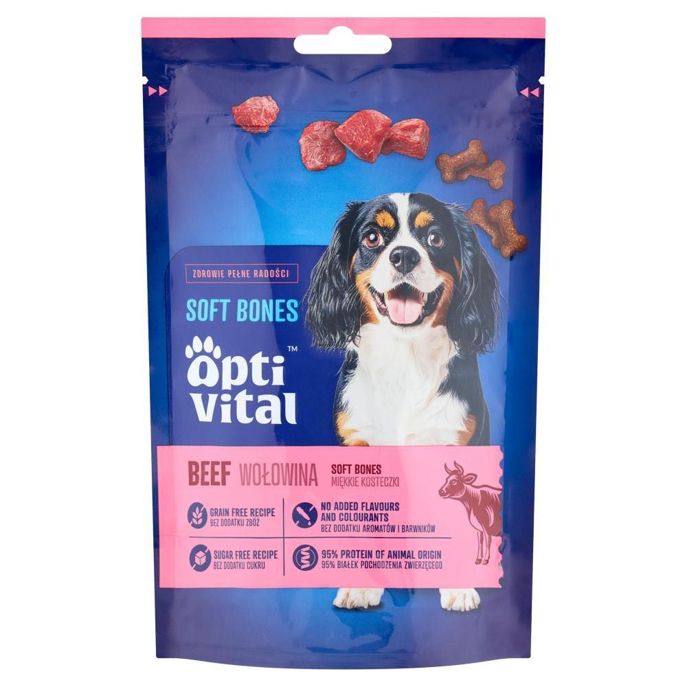 Optivital Soft Bones Karma uzupełniająca dla psów miękkie kosteczki wołowina 90 g