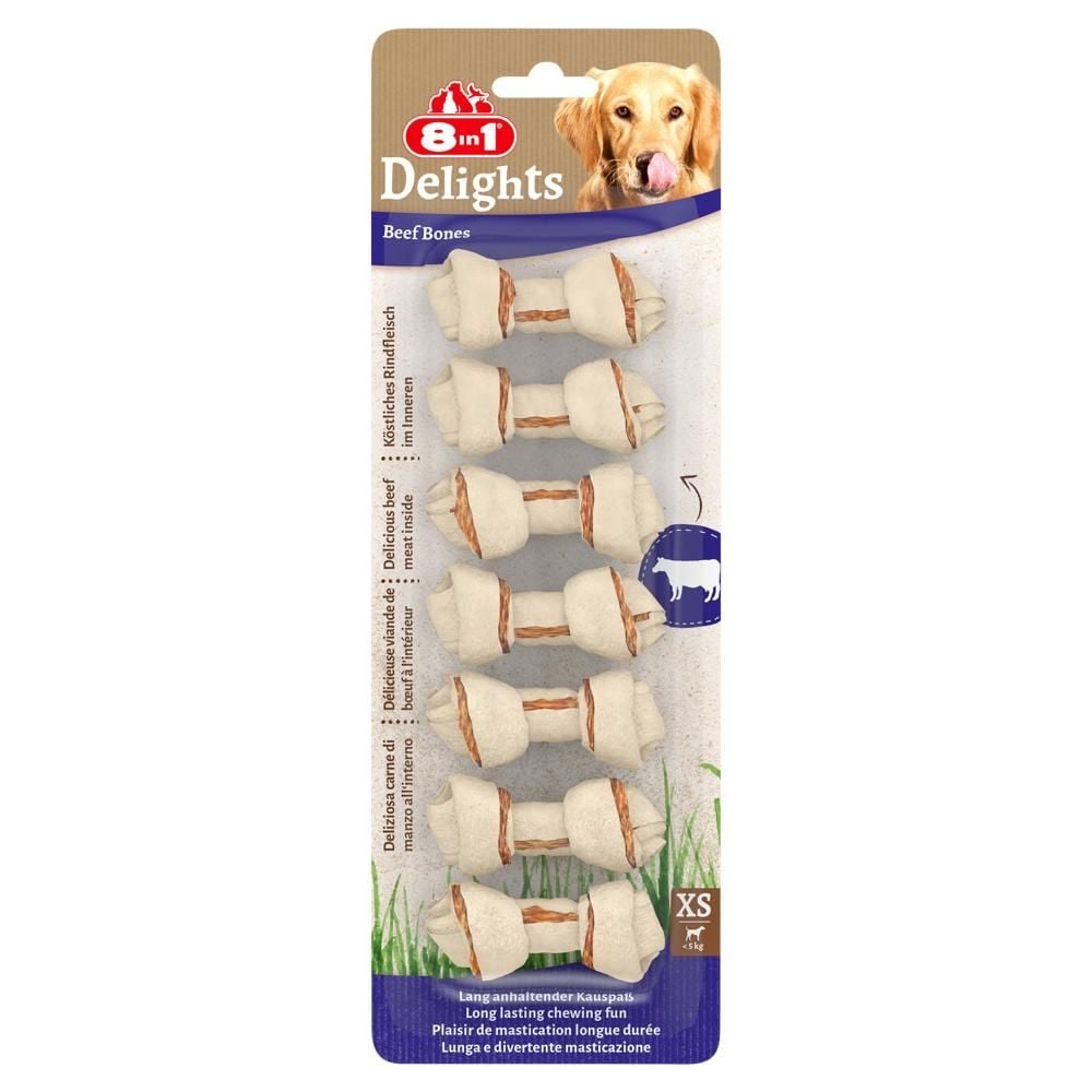 8in1 Delights Beef Bones XS Kości do żucia dla psów ras ozdobnych 7 x 12 g