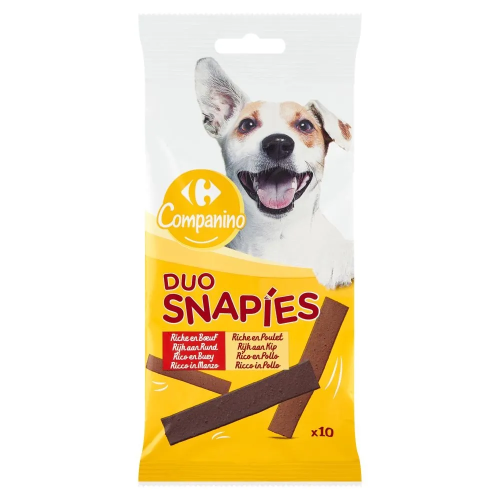 Carrefour Companino Duo Snapies Karma uzupełniająca dla psów 100 g (10 x 10 g)