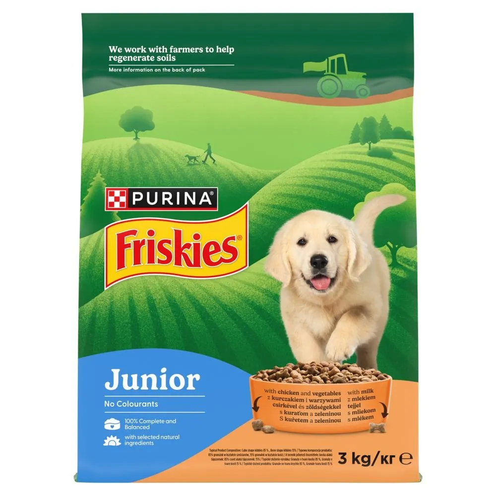 Friskies Junior Karma dla szczeniąt z kurczakiem i warzywami z mlekiem 3 kg
