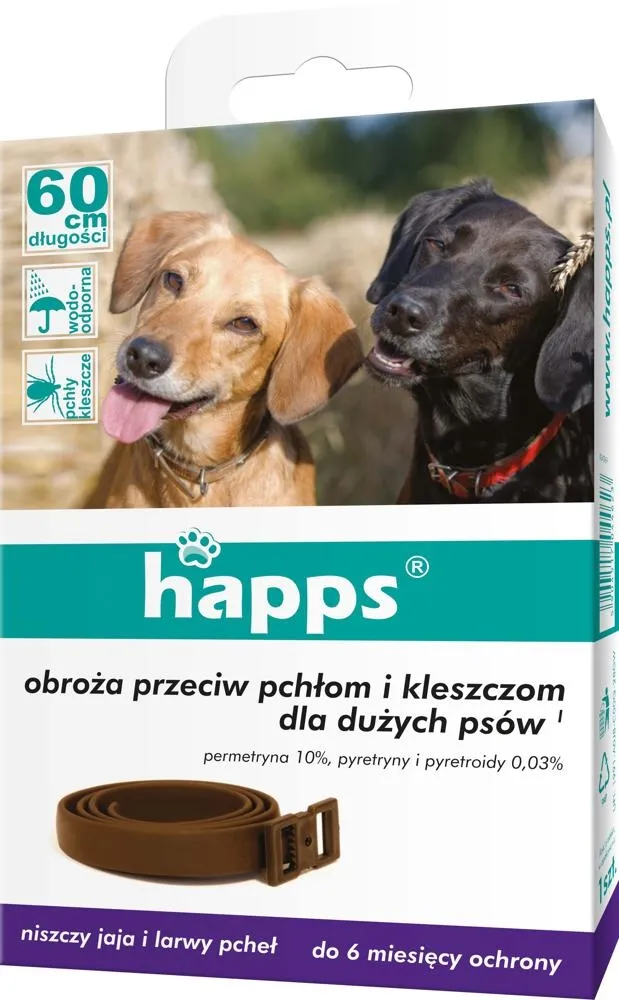 Happs obroża przeciw pchłom i kleszczom dla dużych psów