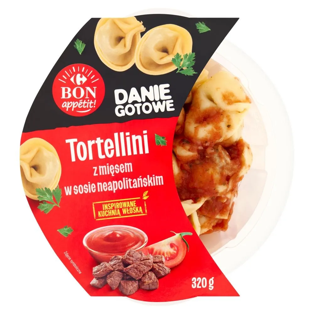Carrefour Bon Appétit! Danie gotowe tortellini z mięsem w sosie neapolitańskim 320 g