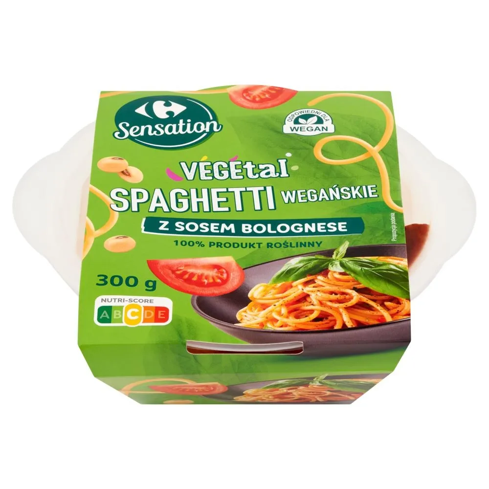 Carrefour Sensation Vegetal Spaghetti wegańskie z sosem bolognese 300 g