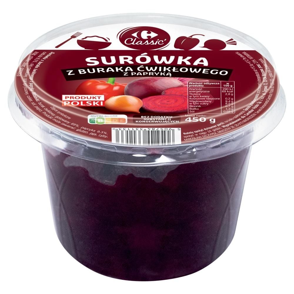 Carrefour Classic Surówka z buraka ćwikłowego z papryką 450 g