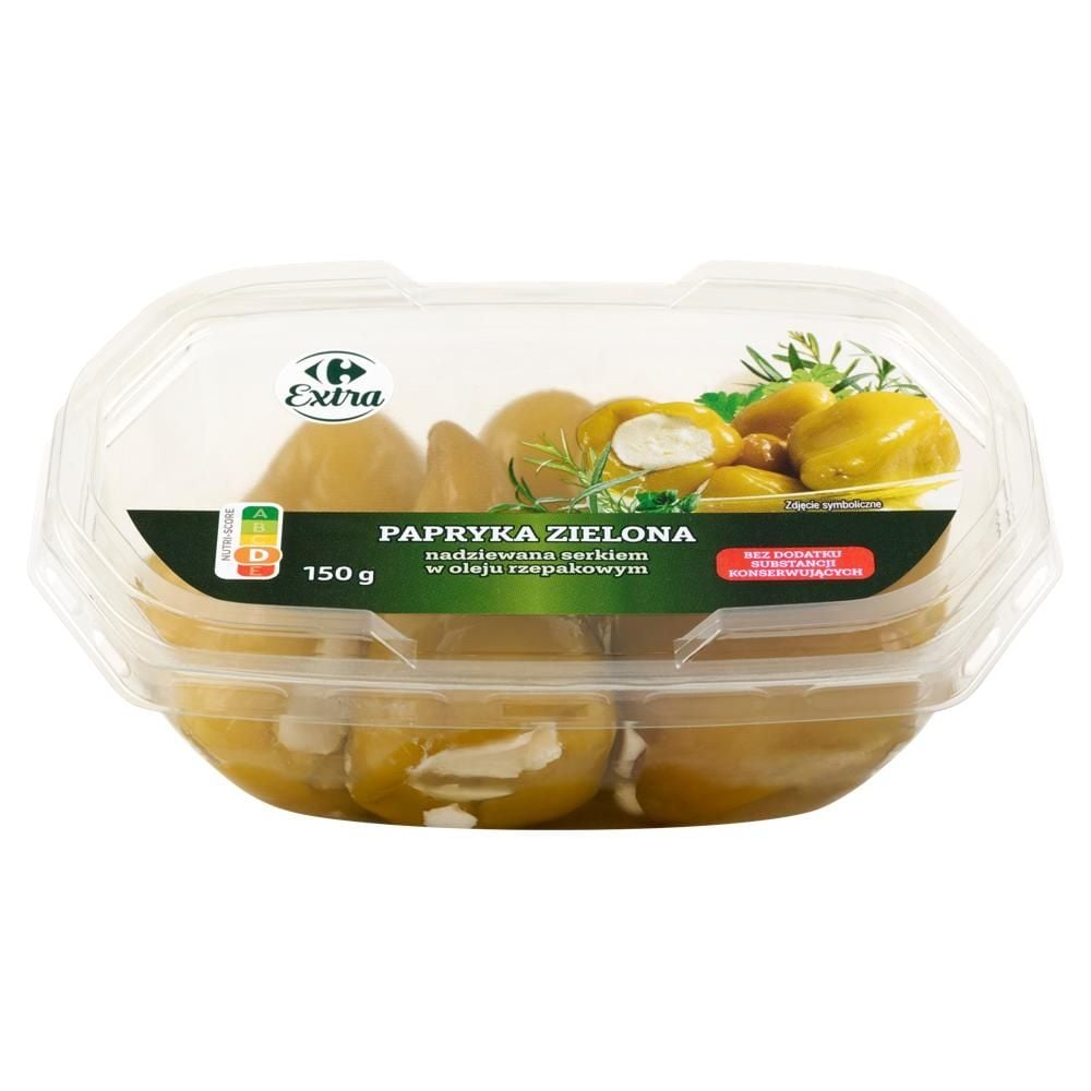 Carrefour Extra Papryka zielona nadziewana serkiem w oleju rzepakowym 150 g