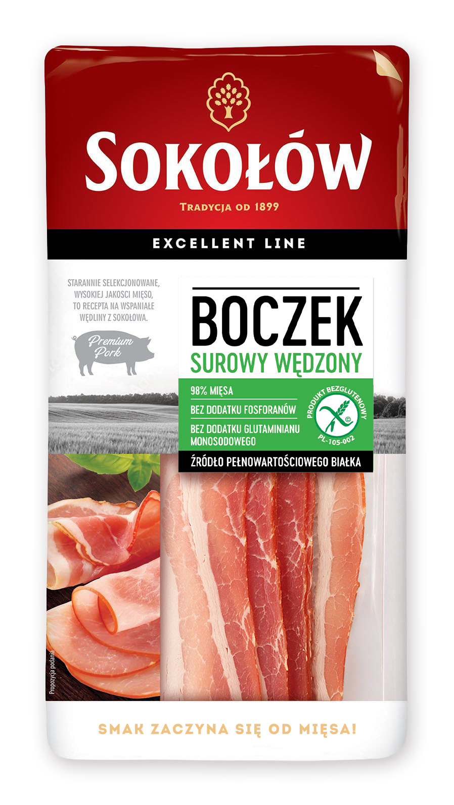 Boczek surowy wędzony - plastry