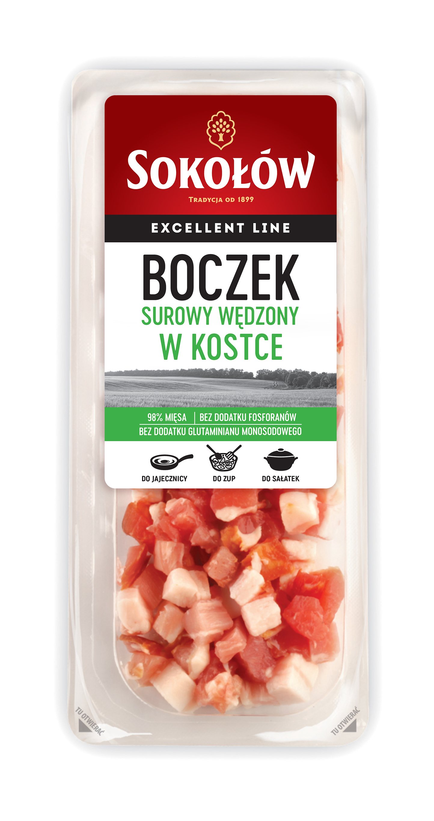 Boczek surowy wędzony w kostce