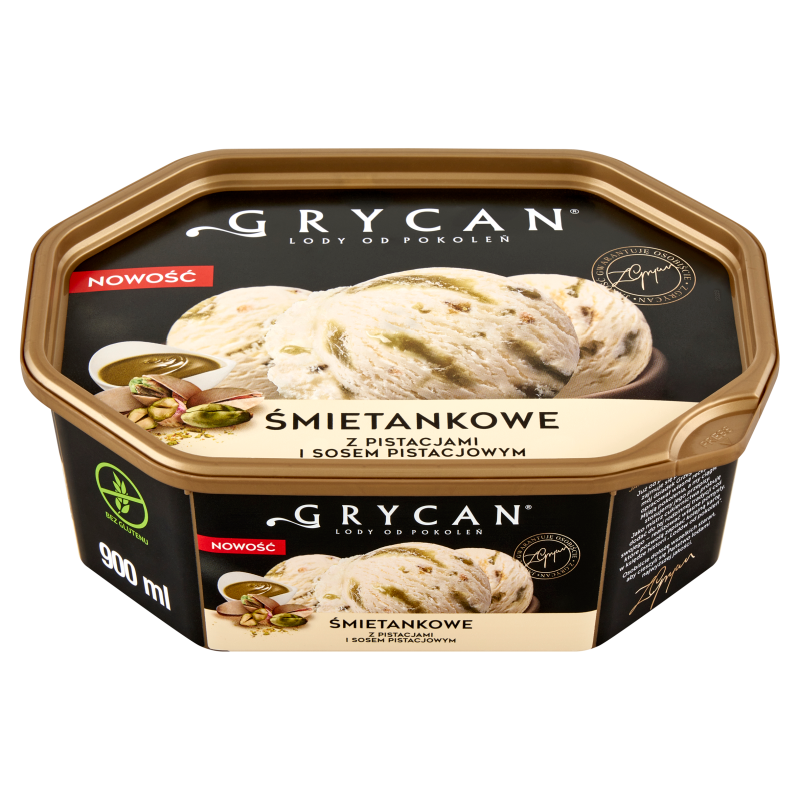 Lody śmietankowe z pistacjami i sosem pistacjowym