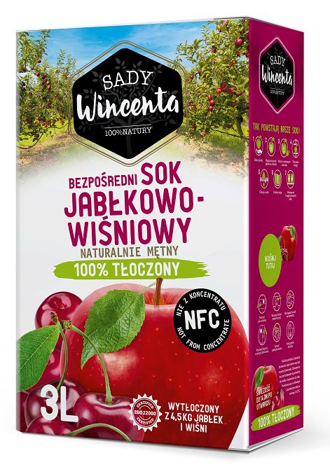 Sok jabłko - wiśnia w kartonie tłoczony