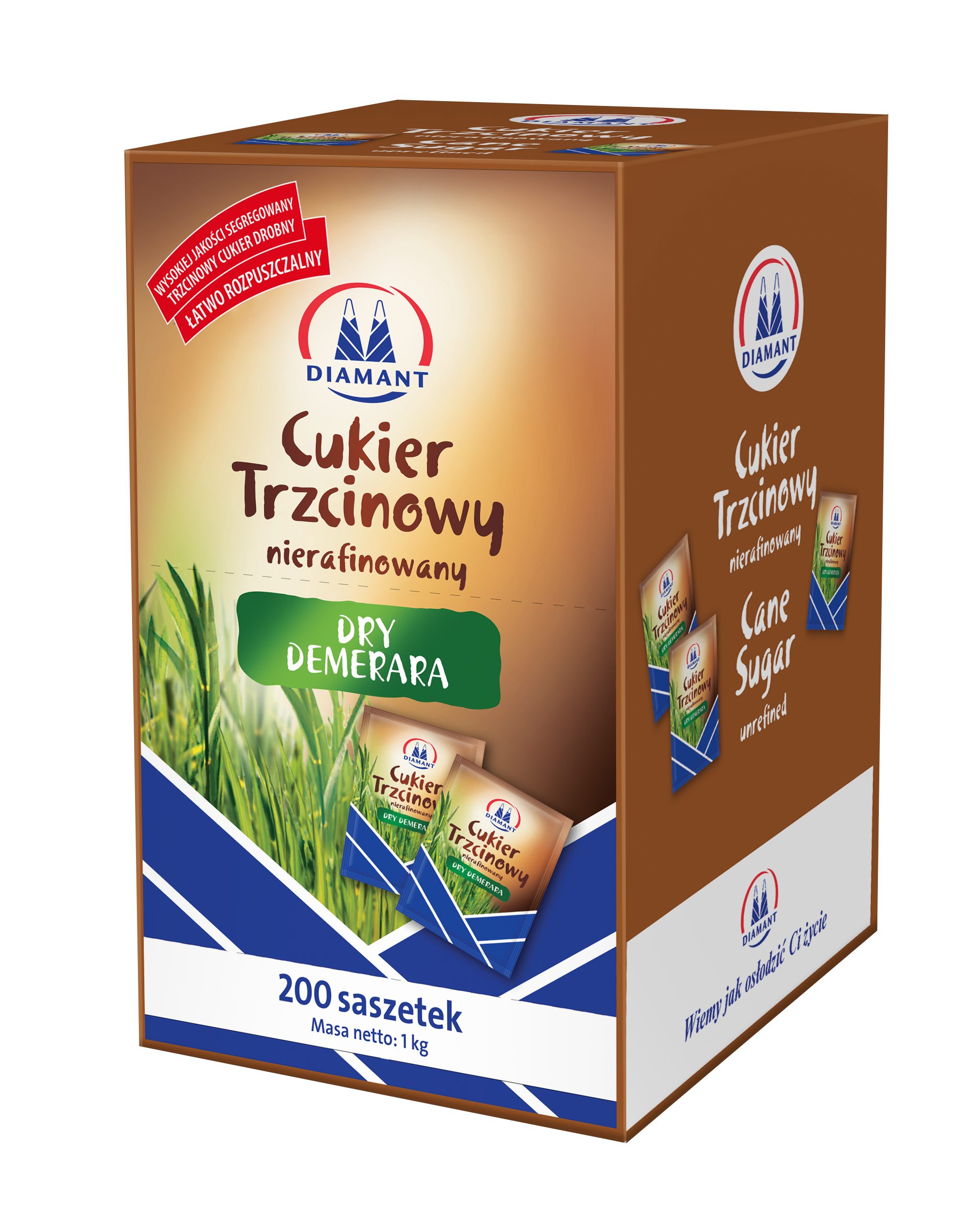 Cukier trzcinowy nierafinowany w saszetkach (200 szt. x 5g)