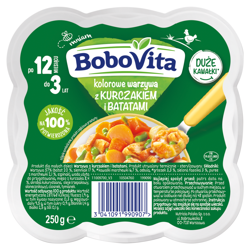 Kolorowe warzywa z kurczakiem i batatami po 12 miesiącu