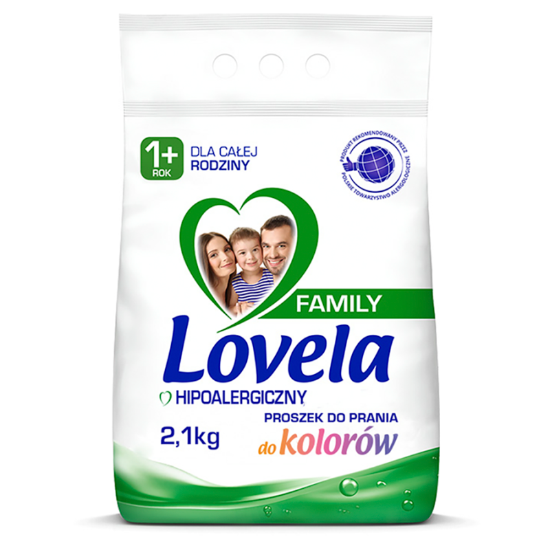 Hipoalergiczny Proszek do prania tkanin kolorowych 28 prań Family 2100g