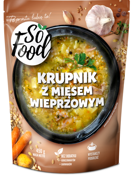 Zupa krupnik z mięsem wieprzowym